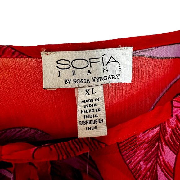 Sofia Vergara Women's Multi Color Flounce Hem Top XL - Picture 7 of 12